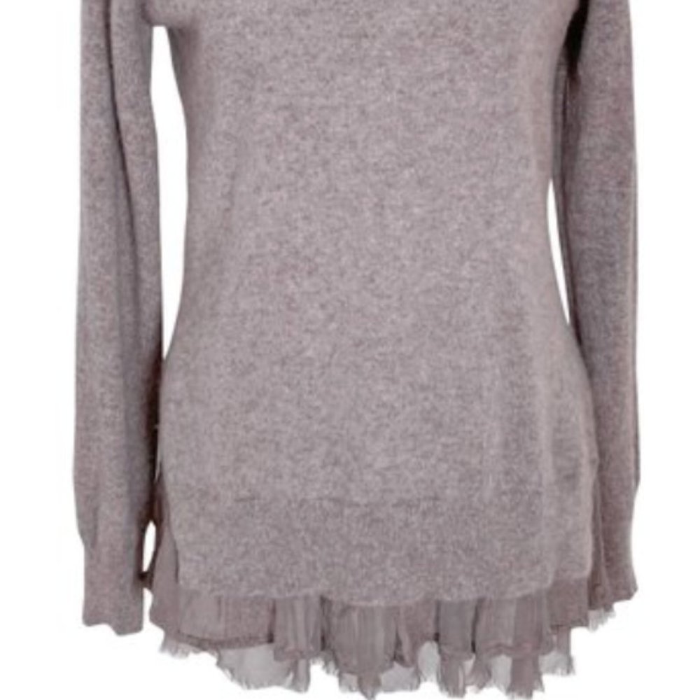 Garnet Hill taupe cashmere shirttail sweater XS